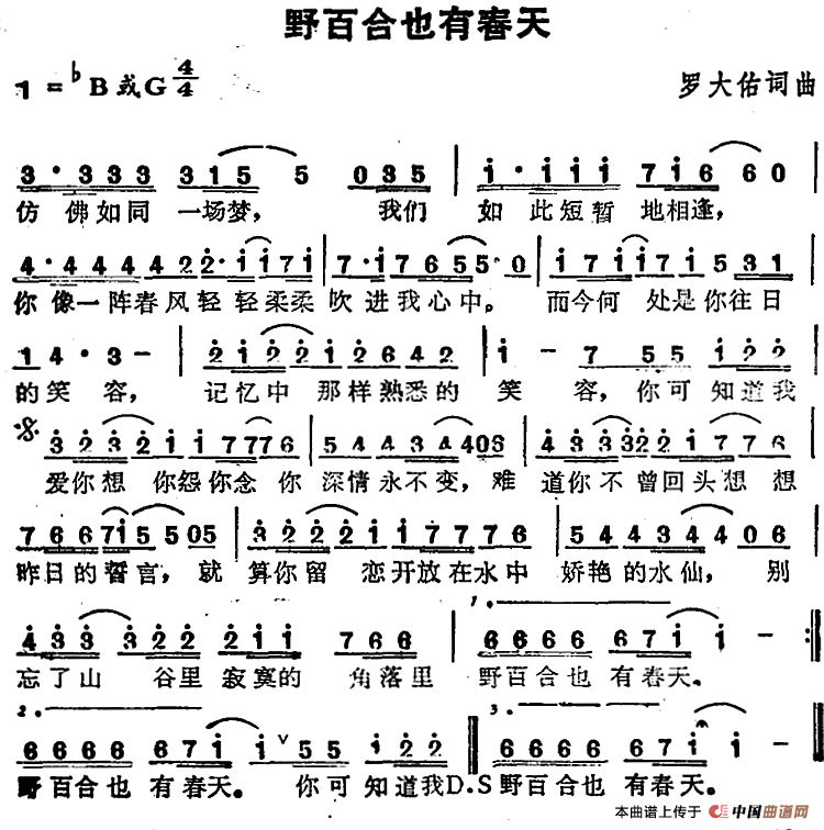 苏芮演唱金曲：野百合也有春天