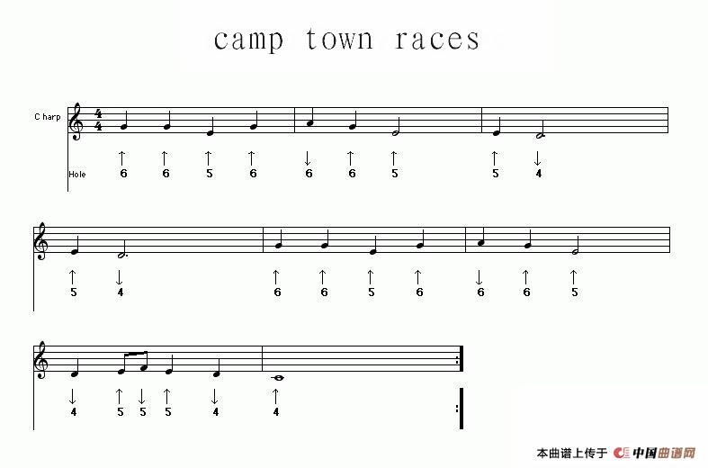 camp town races（布鲁斯）口琴谱