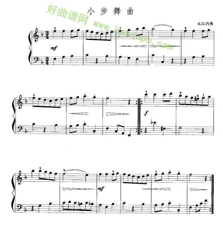 《小步舞曲》（K·G·内弗作曲版） 手风琴曲谱