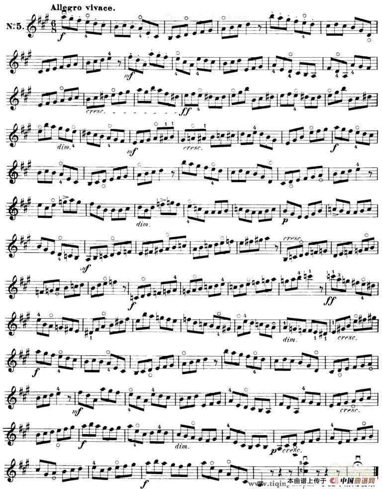 开塞（KAYSER 36首小提琴练习曲之5）小提琴谱