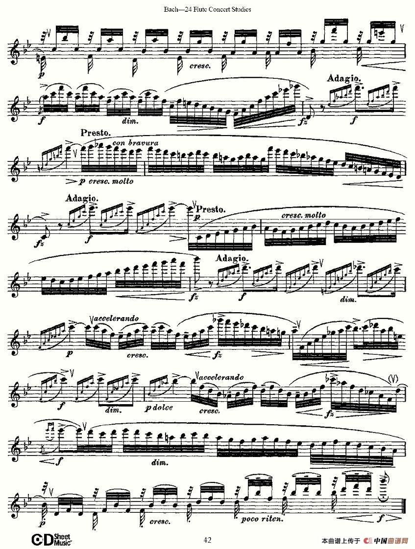 Bach-24 （巴赫-24首长笛音乐会练习曲）长笛谱