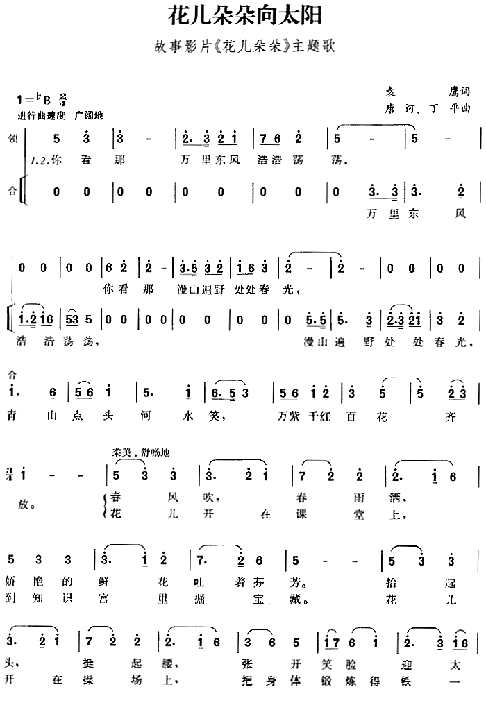 花儿朵朵向太阳（唐诃、丁平曲 唐诃、丁平词）