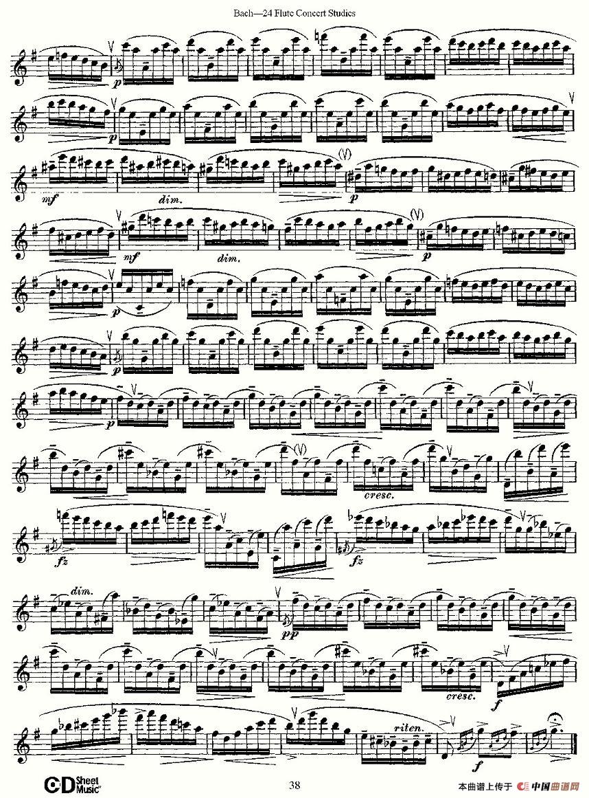 Bach-24 （巴赫-24首长笛音乐会练习曲）长笛谱