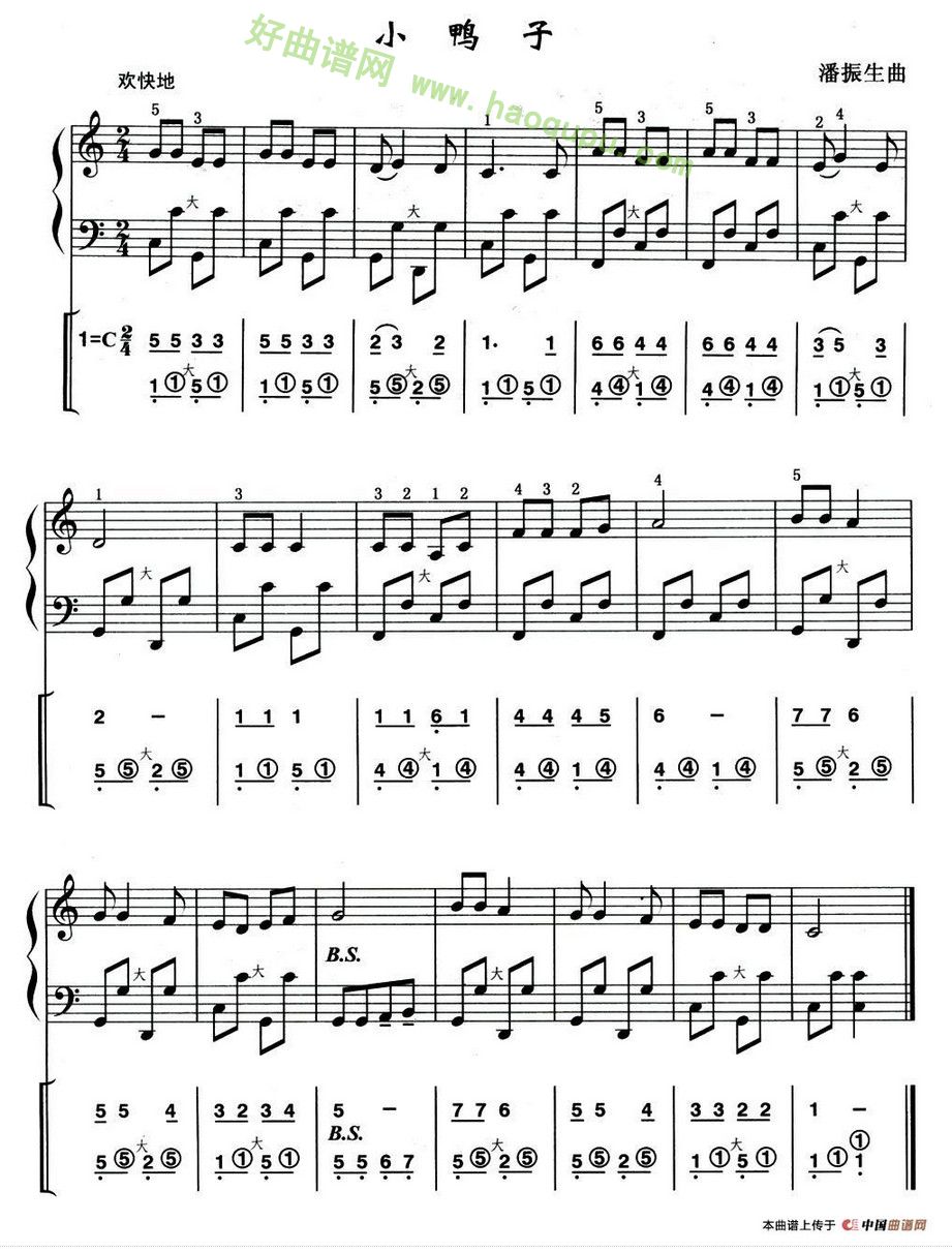 《小鸭子》（线简谱混排版） 手风琴曲谱