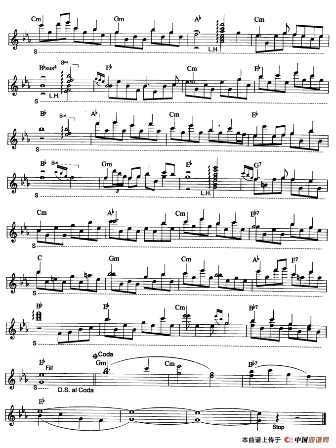 黄水谣（爵士乐版）电子琴谱