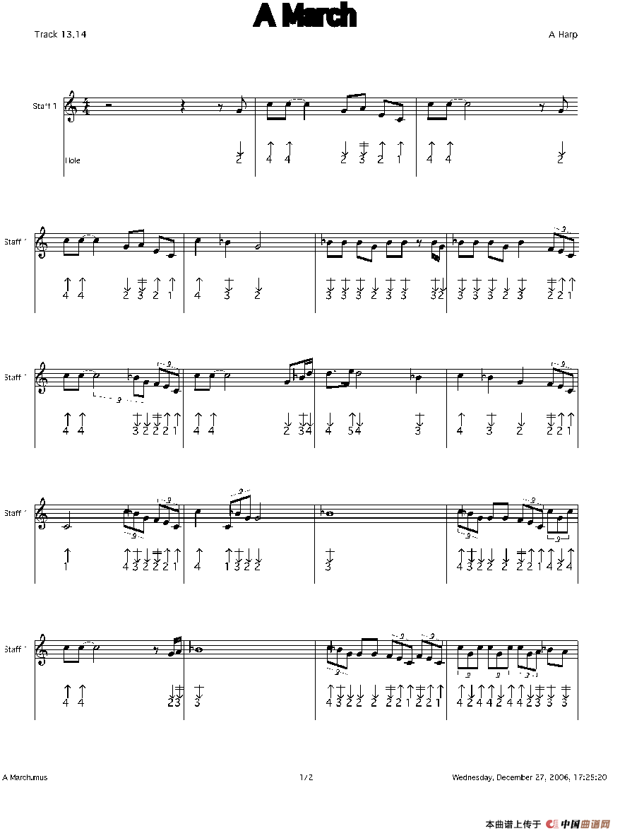 A March（一个月）（布鲁斯）口琴谱