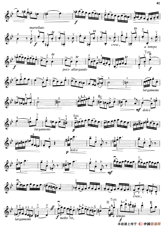 g小调协奏曲第一乐章小提琴谱