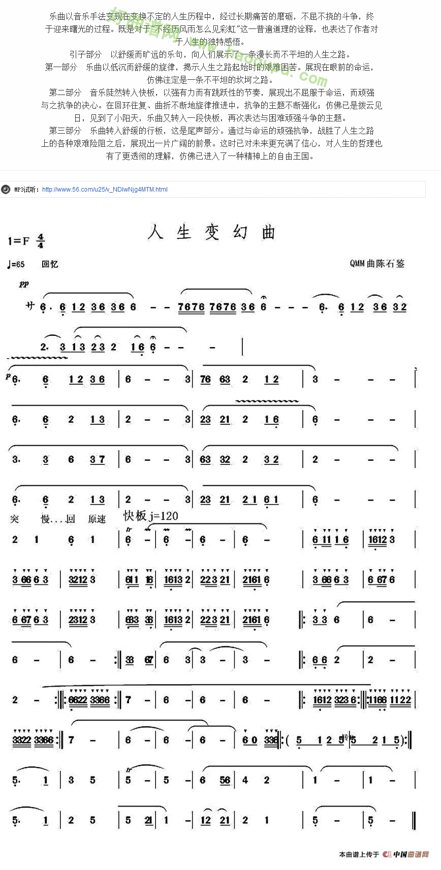 《人生变幻曲》 葫芦丝曲谱第2张