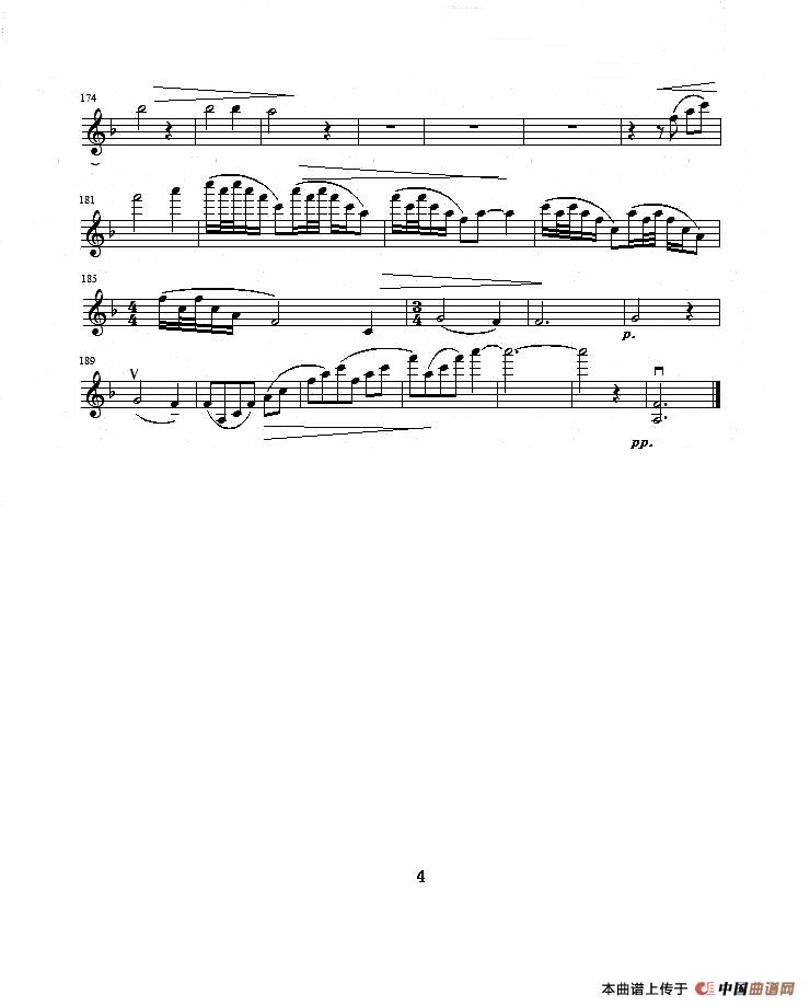 b小调第一小提琴协奏曲第二乐章（独奏小提琴分谱）小提琴谱