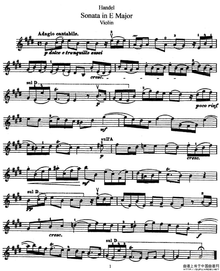 Sonata in E Major小提琴谱