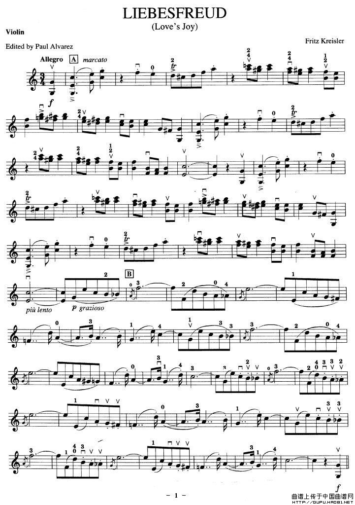 LIEBESFREUD（Love's Joy ）小提琴谱