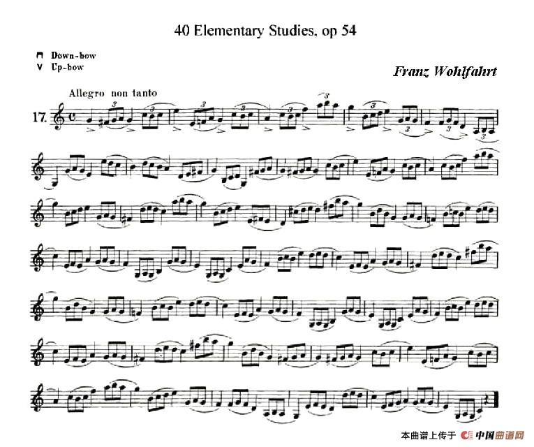 40首小提琴初级技巧练习曲之17小提琴谱