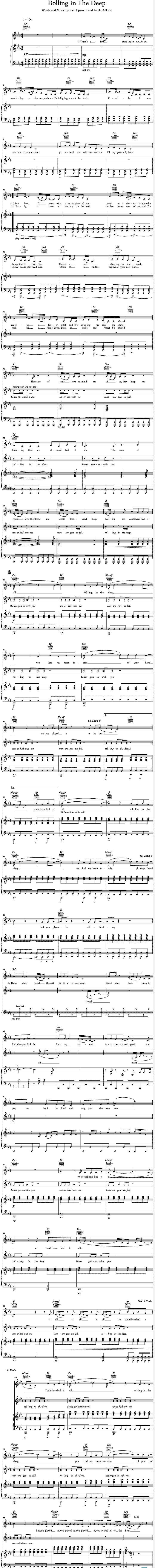 《Rolling in the Deep》吉他谱