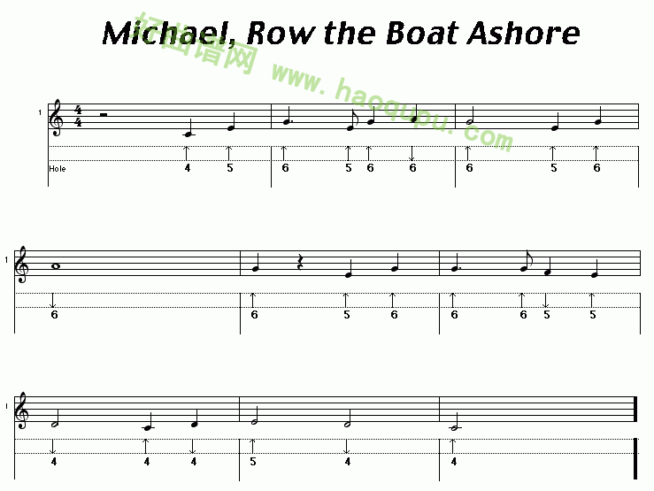 《Michael,Row the Boat Ashore》口琴简谱