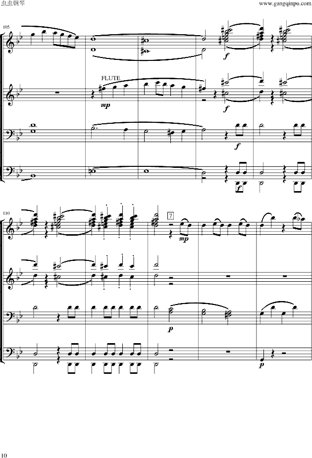 莫扎特g小调第40交响曲第一乐章（电子琴总谱）钢琴谱