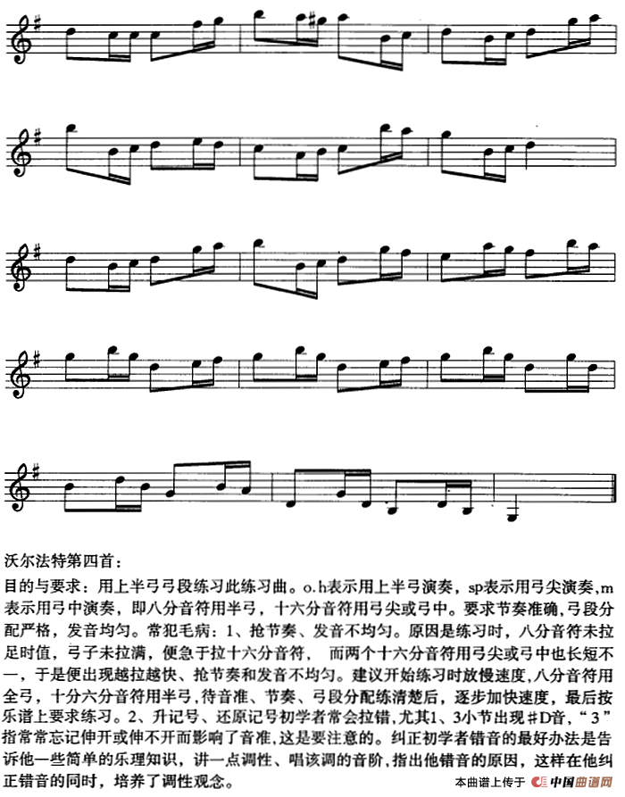 沃尔法特第四练习曲小提琴谱