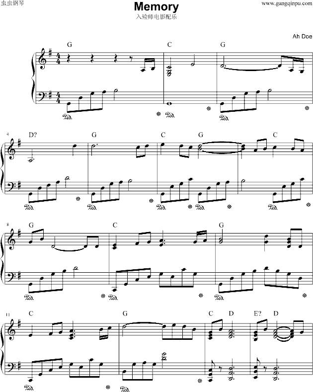 入殓师（memory)钢琴谱