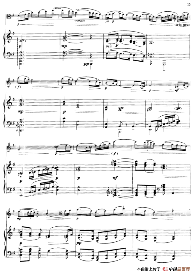 序曲（选自《亚麻色头发的少女》）（中提琴+钢琴伴奏）小提琴谱