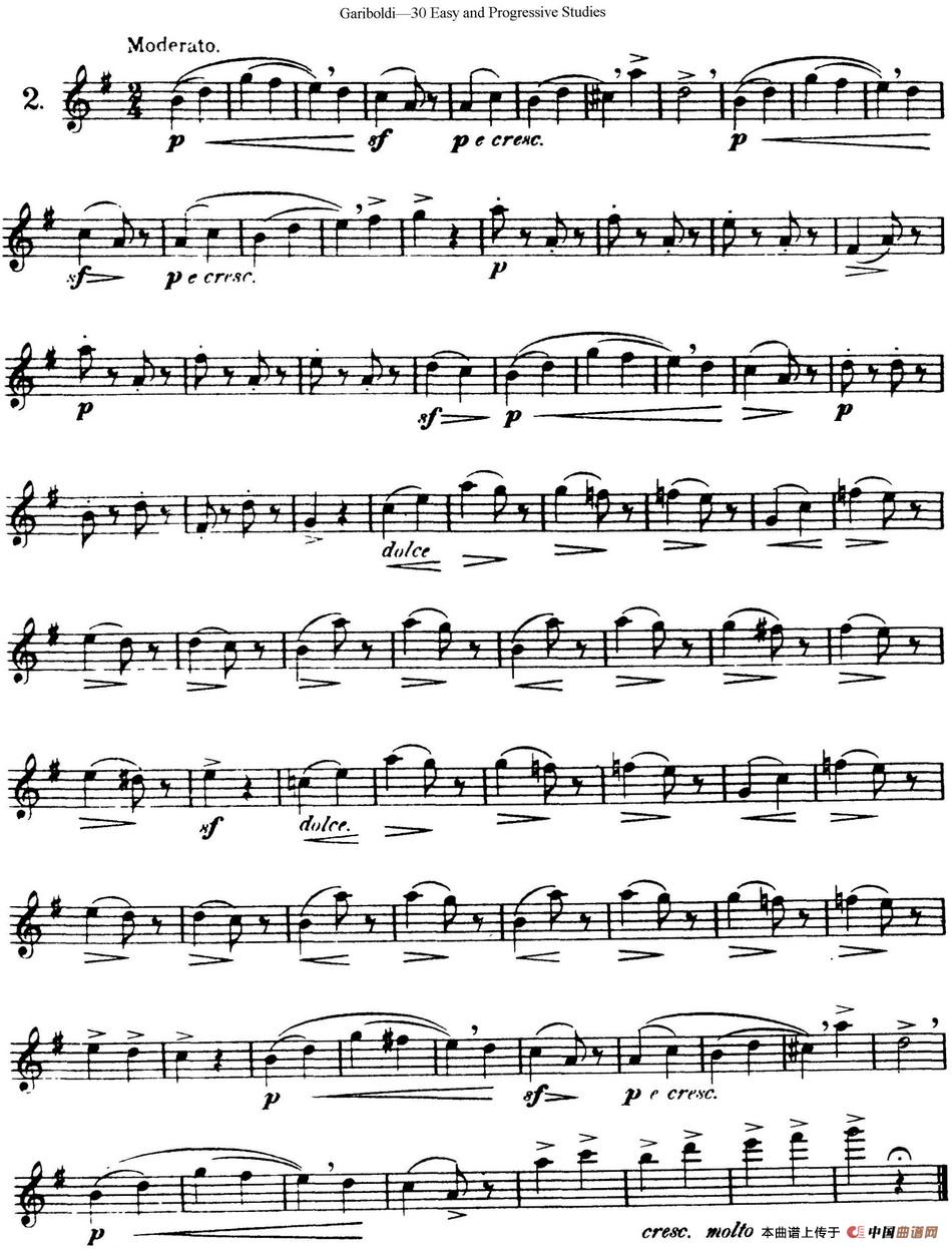 三十首基础及提高练习曲（NO.2）长笛谱