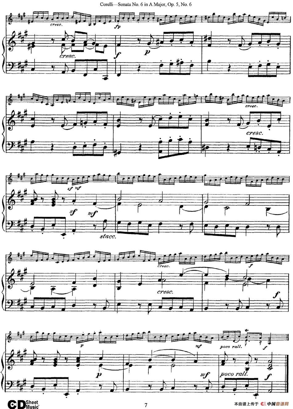 Sonata No.6 in A Major Op.5 No.6（小提琴+钢琴伴奏）