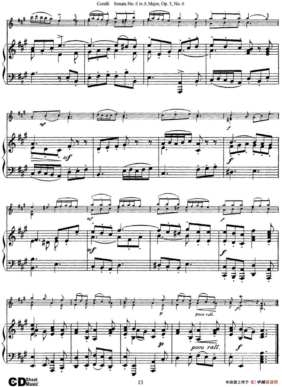 Sonata No.6 in A Major Op.5 No.6（小提琴+钢琴伴奏）