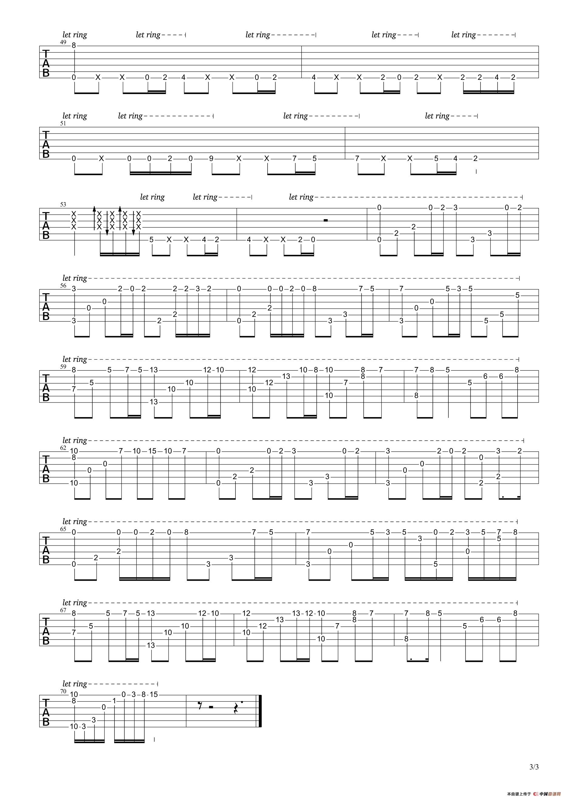 亡灵序曲（电吉他指弹独奏谱）