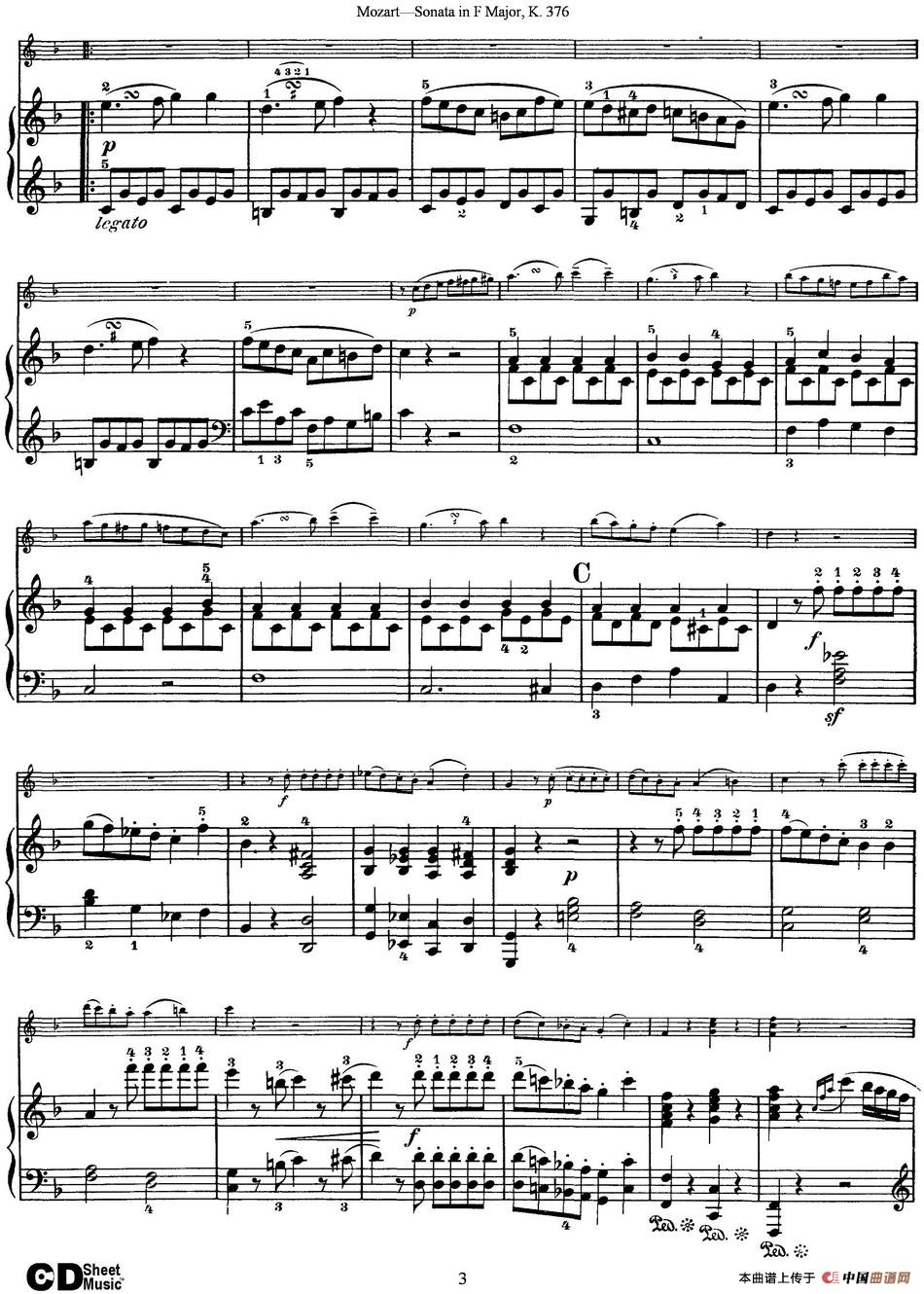 Violin Sonata in F Major K.376（小提琴+钢琴伴奏）