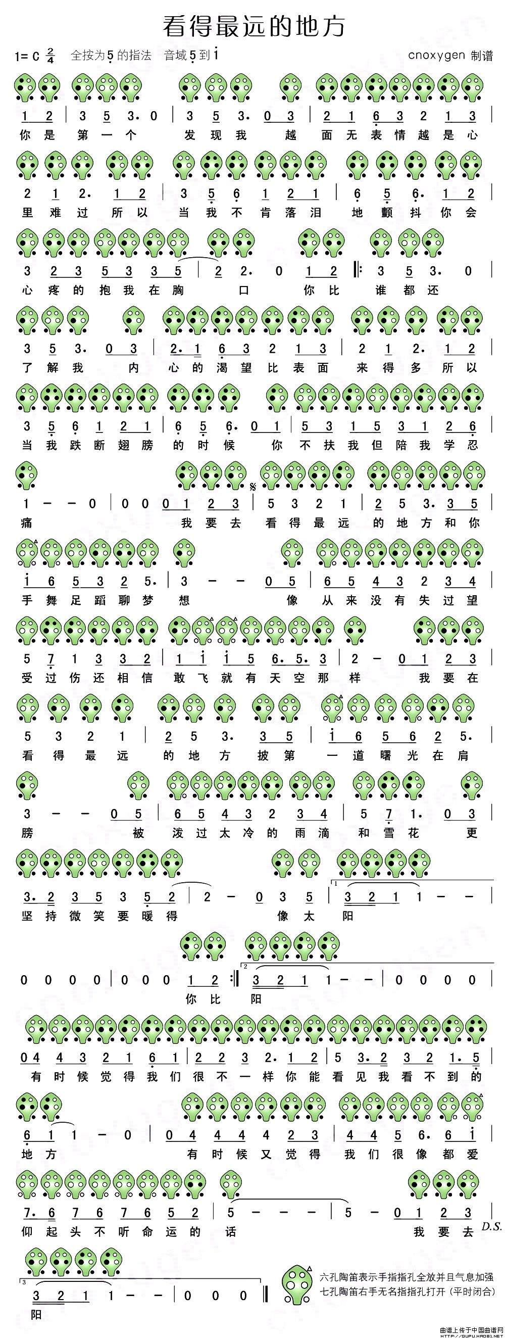 看得最远的地方（六孔陶笛谱）