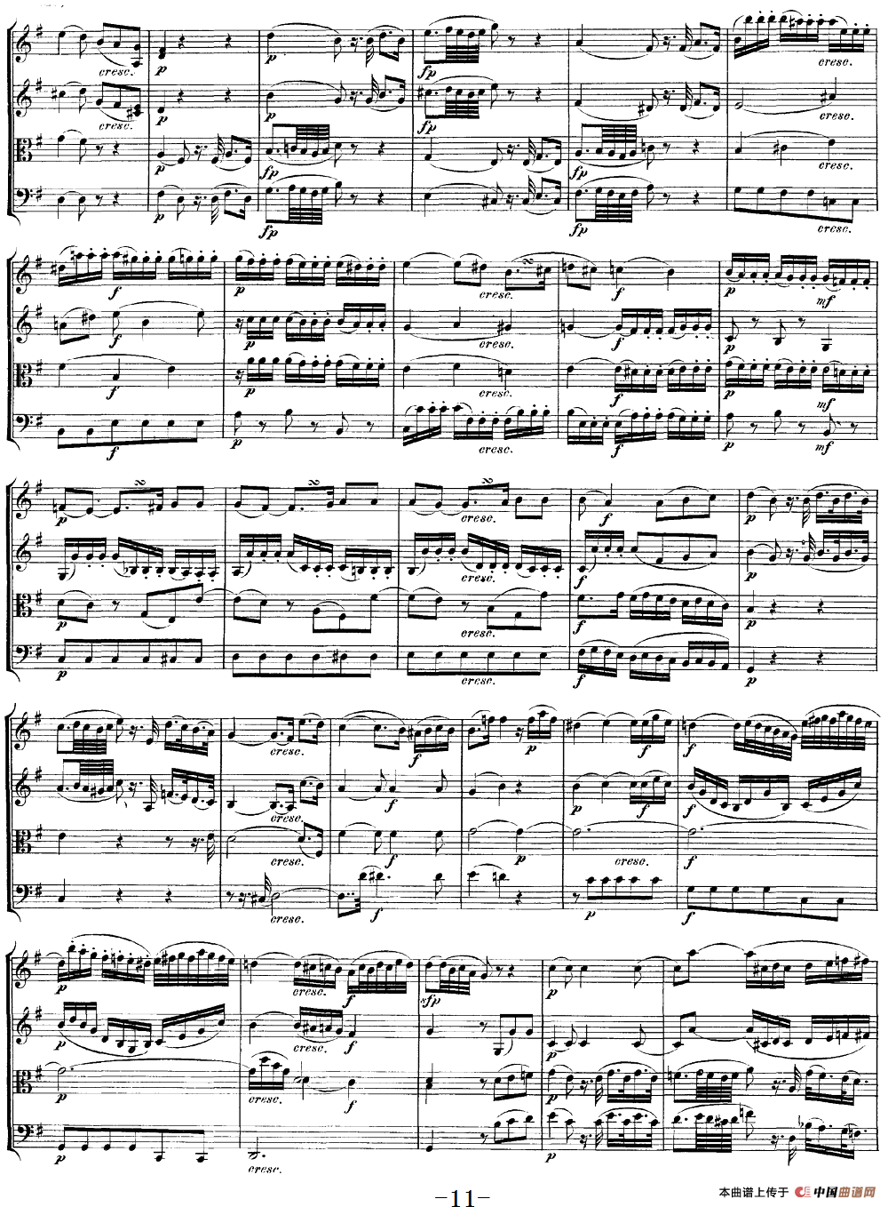 Mozart《Quartet No.20 in D Major,K.499》（总谱）