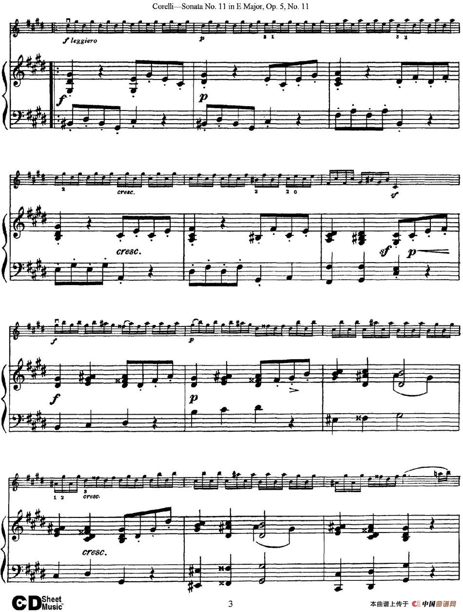 Sonata No.11 in E Major Op.5 No.11（小提琴+钢琴伴奏）