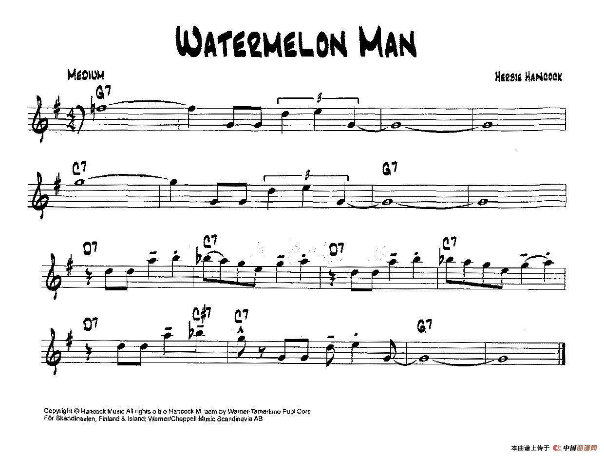 降B爵士乐谱：WATERMELON MAN