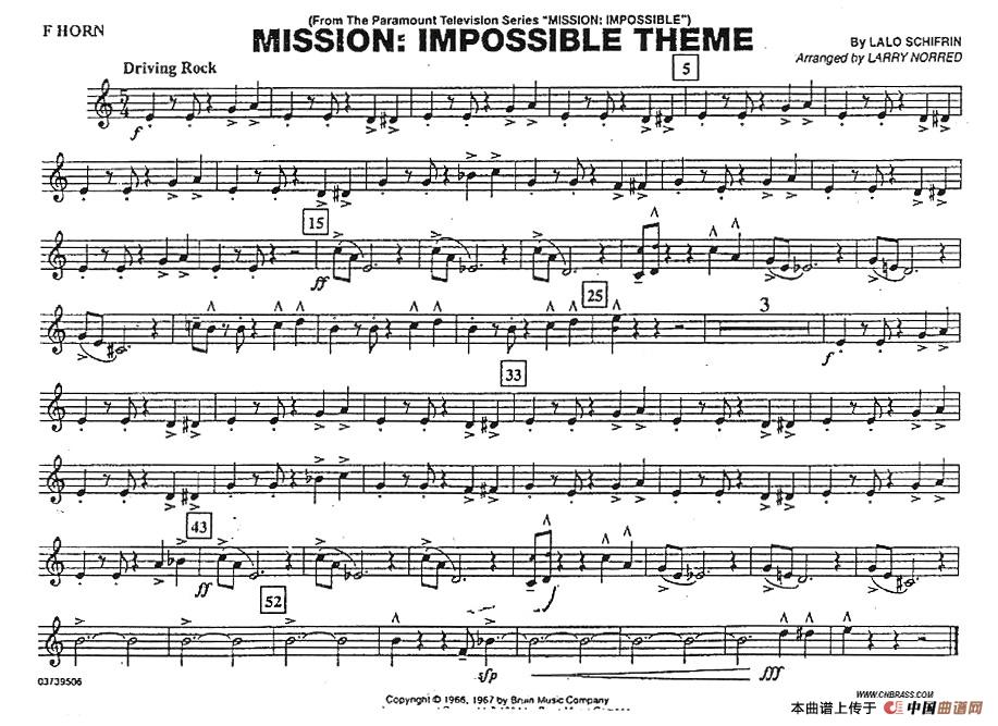 MISSION-IMPOSSIBLE THEME（分谱：法国号）