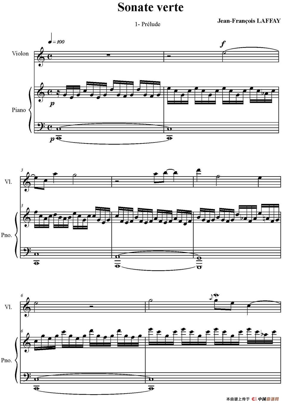 Sonate Verte（1-Prelude、小提琴+钢琴伴奏）