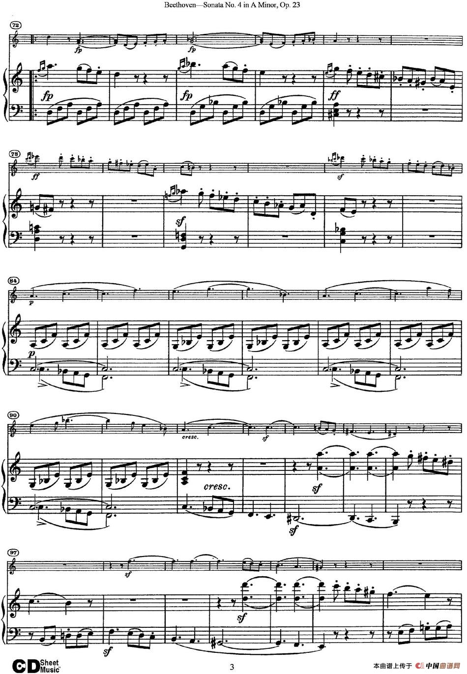 Violin Sonata No.4 in A Minor Op.23（小提琴+钢琴伴奏）