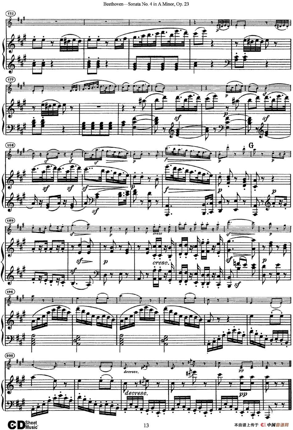 Violin Sonata No.4 in A Minor Op.23（小提琴+钢琴伴奏）