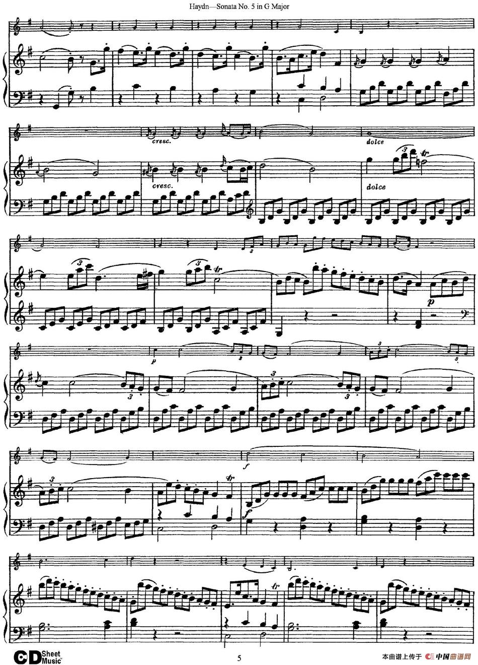 Violin Sonata No.5 in G Major（小提琴+钢琴伴奏）