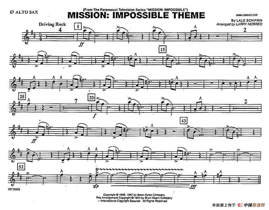 MISSION-IMPOSSIBLE THEME（分谱：中音萨克斯）