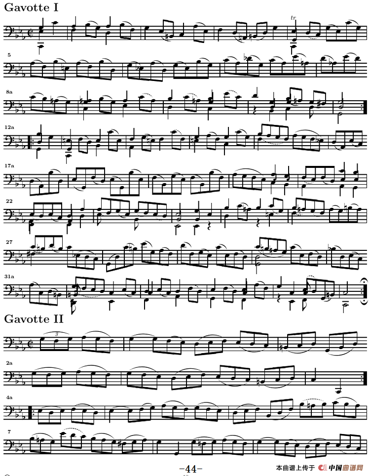 巴赫《大提琴无伴奏六首组曲》：Suite Ⅴ