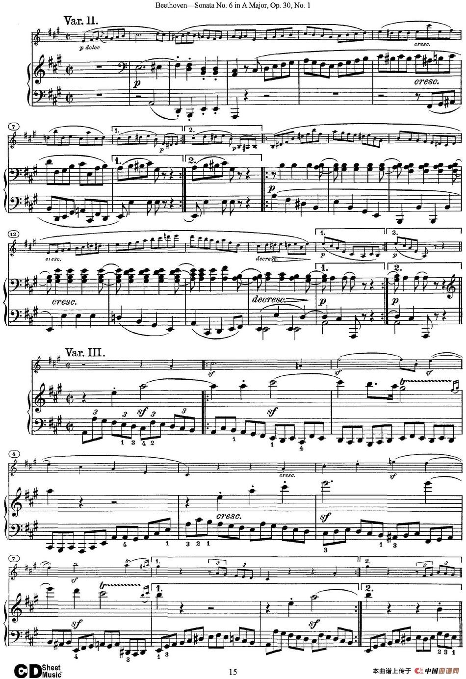 Violin Sonata No.6 in A Major Op.30 No.1（小提琴+钢琴伴奏