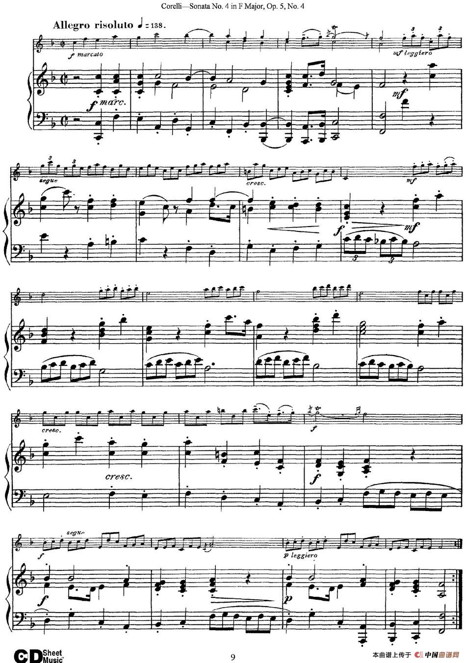 Sonata No.4 in F MajorOp.5 No.4（小提琴+钢琴伴奏）