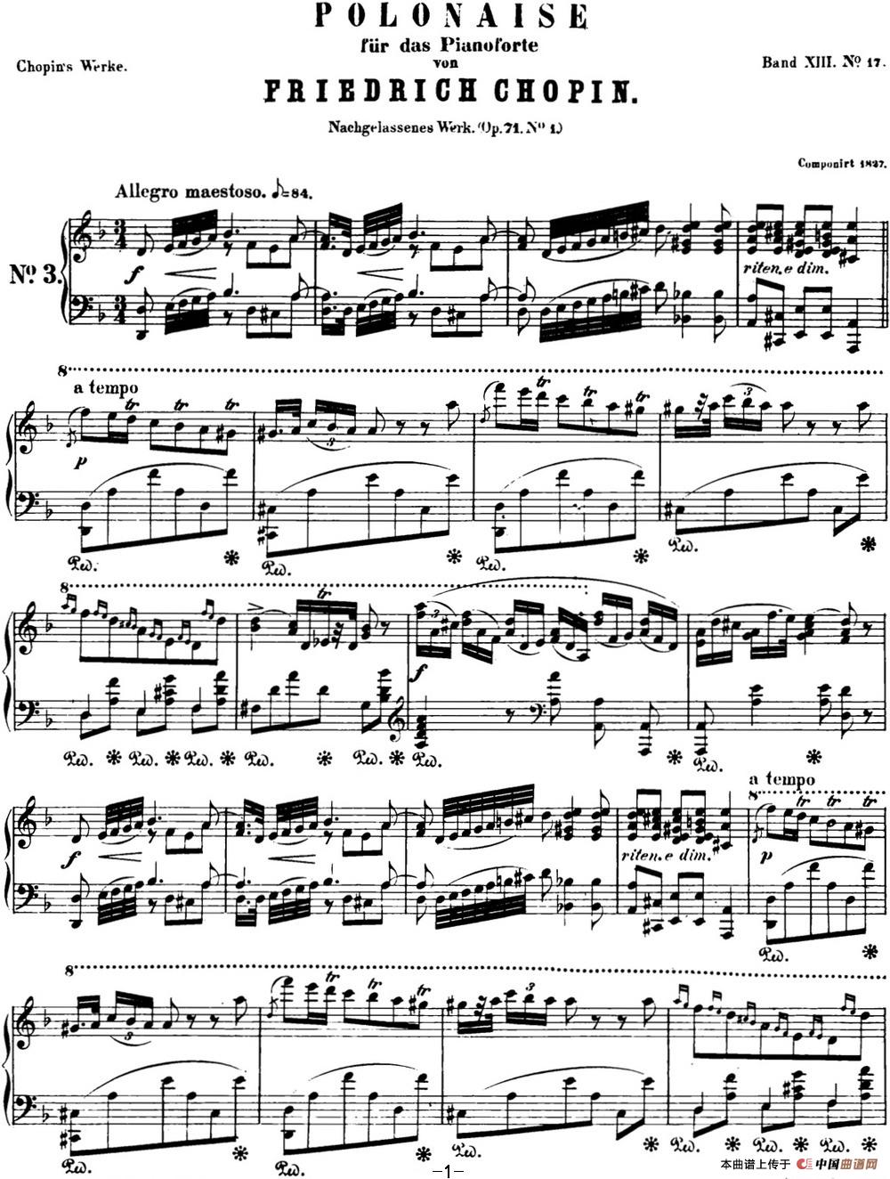 肖邦 波兰舞曲 Op.posth.71 No.1 d小调