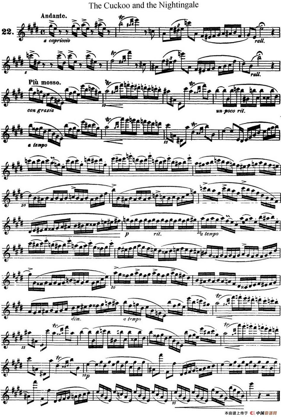 柯勒25首浪漫长笛练习曲作品66号（NO.22）长笛谱