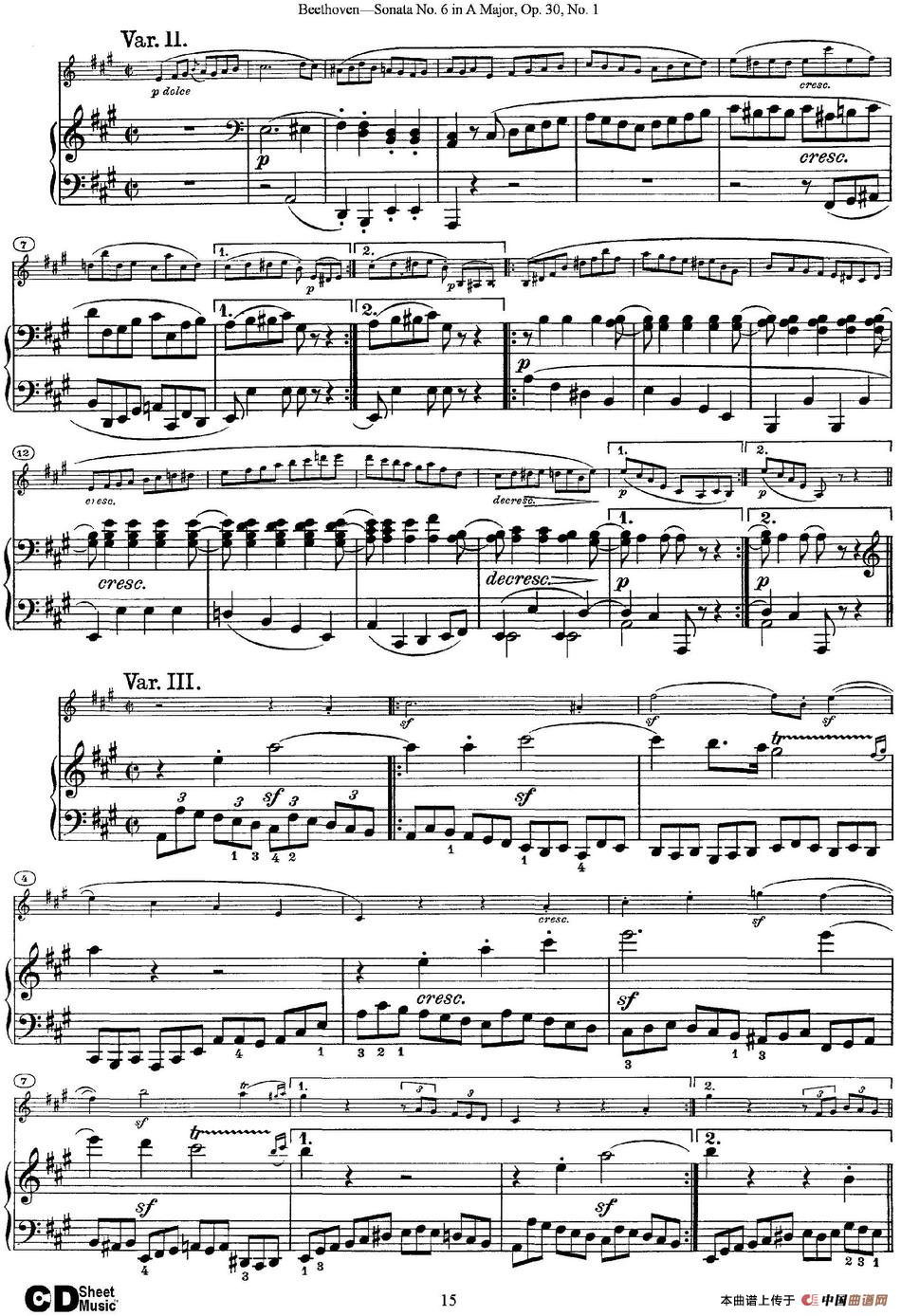 Violin Sonata No.6 in A Major Op.30 No.1（小提琴+钢琴伴奏