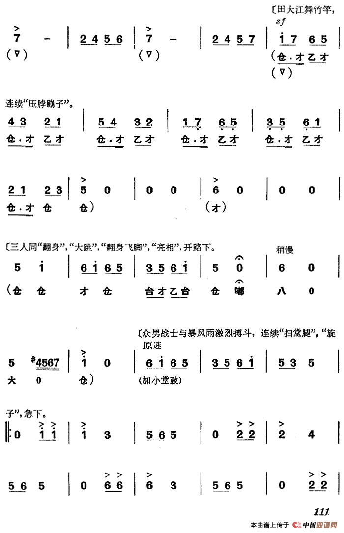 《杜鹃山》第七场·飞渡云堑（主旋律乐谱）