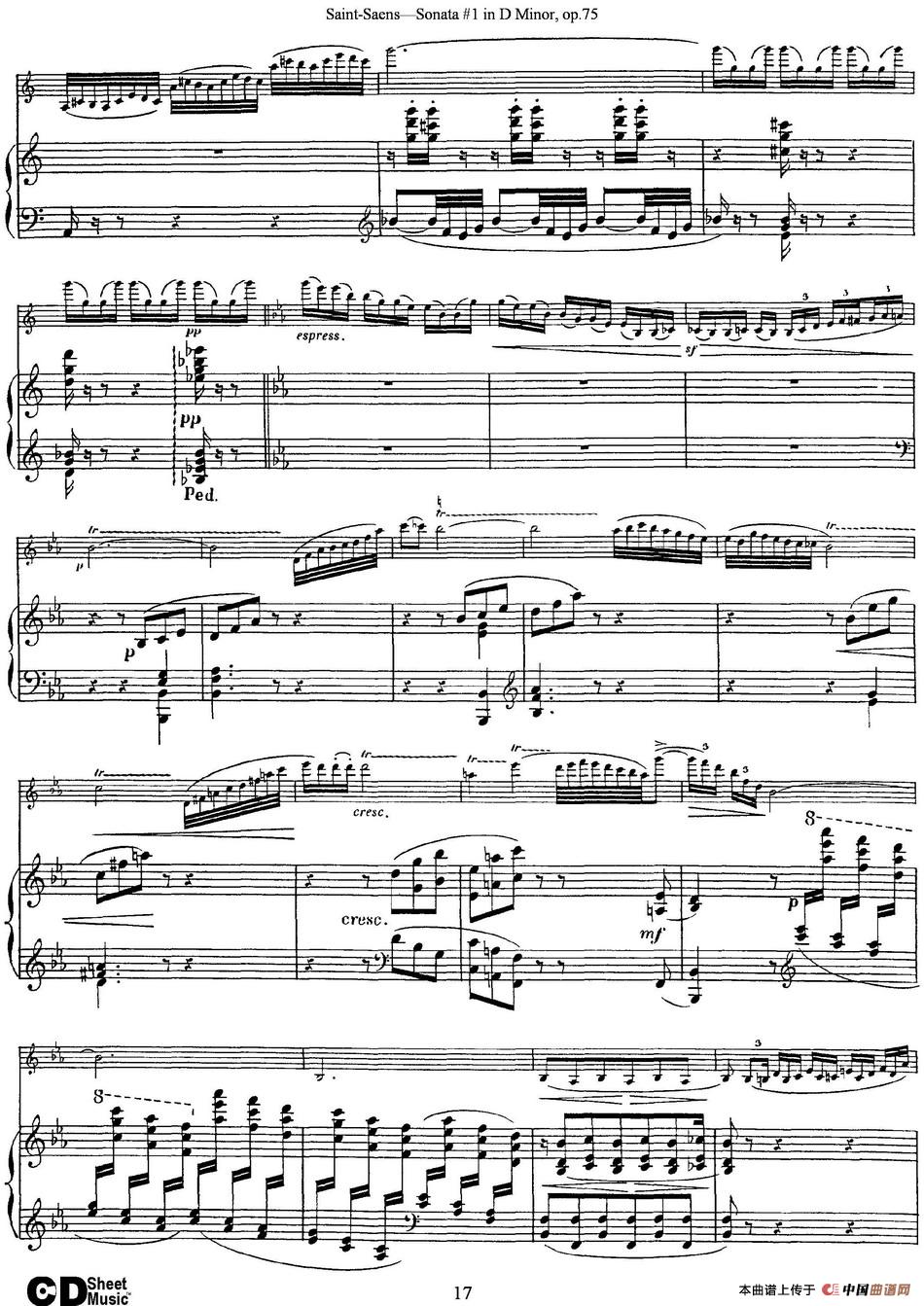Violin Sonata No.1 in D Minor Op.75（小提琴+钢琴伴奏）
