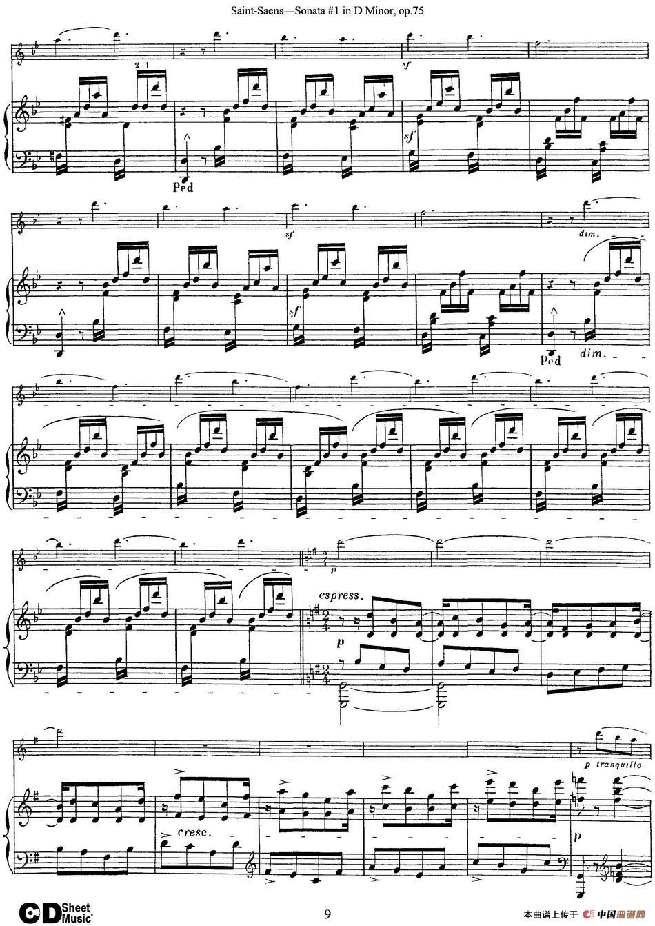 Violin Sonata No.1 in D Minor Op.75（小提琴+钢琴伴奏）