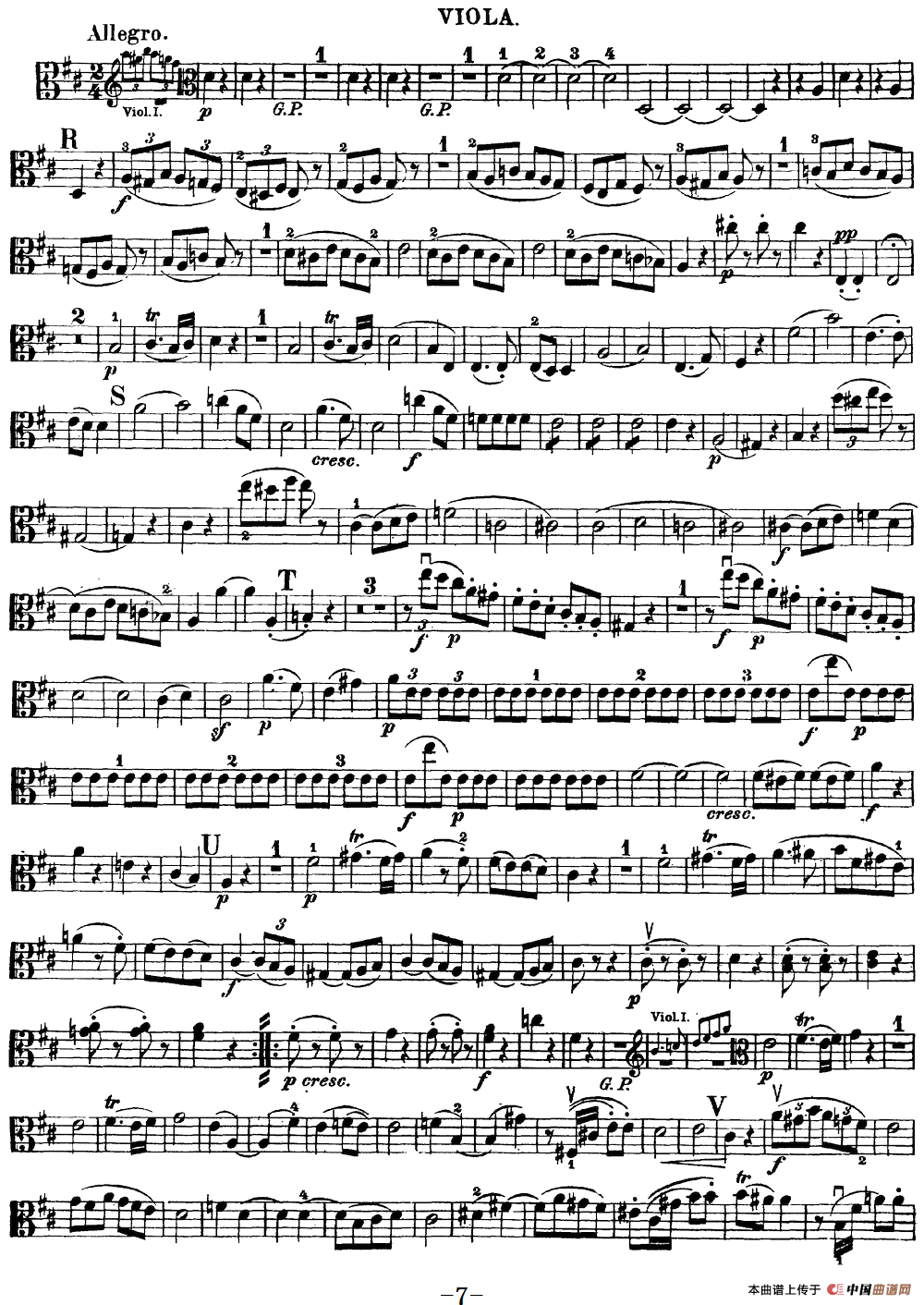 Mozart《Quartet No.20 in D Major,K.499》（Viola分谱）