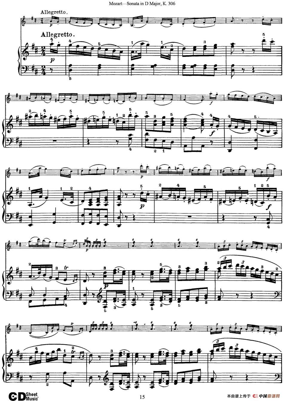 Violin Sonata in D Major K.306（小提琴+钢琴伴奏）