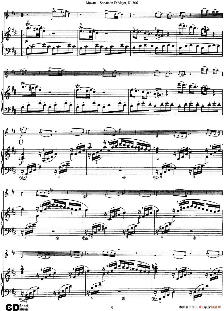 Violin Sonata in D Major K.306（小提琴+钢琴伴奏）