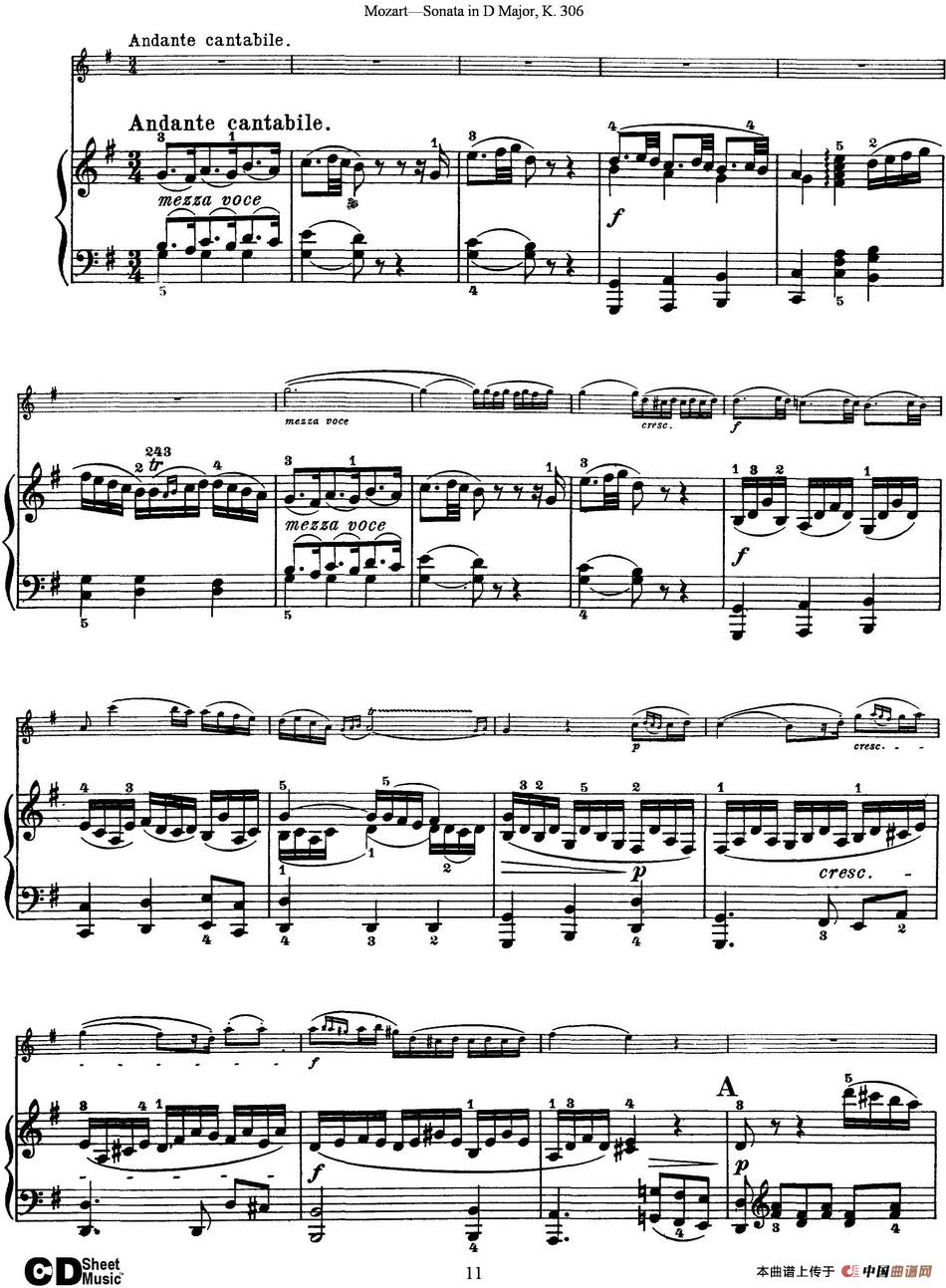 Violin Sonata in D Major K.306（小提琴+钢琴伴奏）